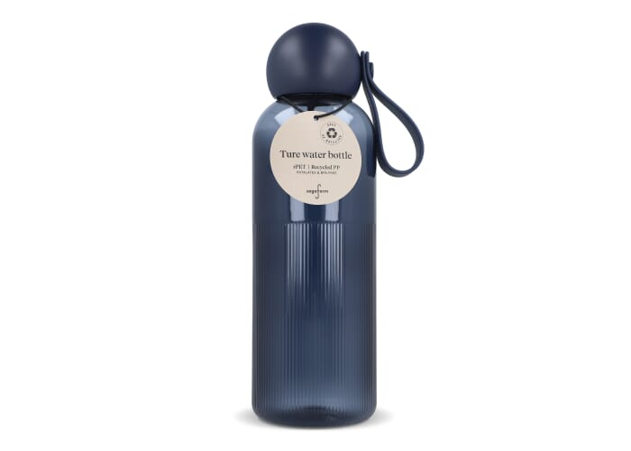 Bouteille personnalisée rPET 600ml Ture Sagaform Transparent bleu foncé